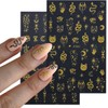 8 Sheets Star Sun Nail Art Stickers 3D Self-Adhesive Gold