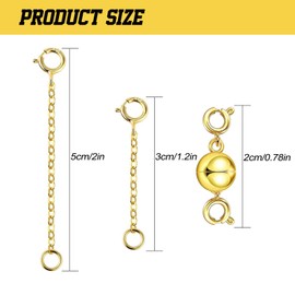 Gold Extension Chain, xlwen 1 Set Jewellery Extensions, Bracelet Extension. Can be attached to a chain, necklace, bracelet or anklet of your choice., 925 silver