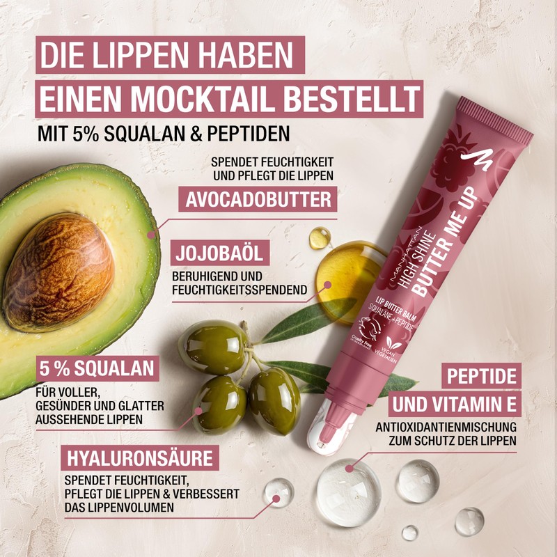 Manhattan High Shine! Butter Me Up Lip Balm, Virgin Cosmo