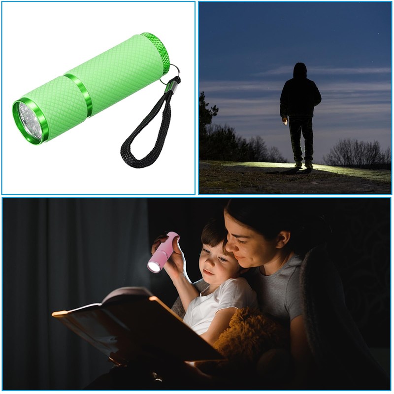 PATIKIL 9 LED Glow in Dark Flashlights, 2 Pcs Mini