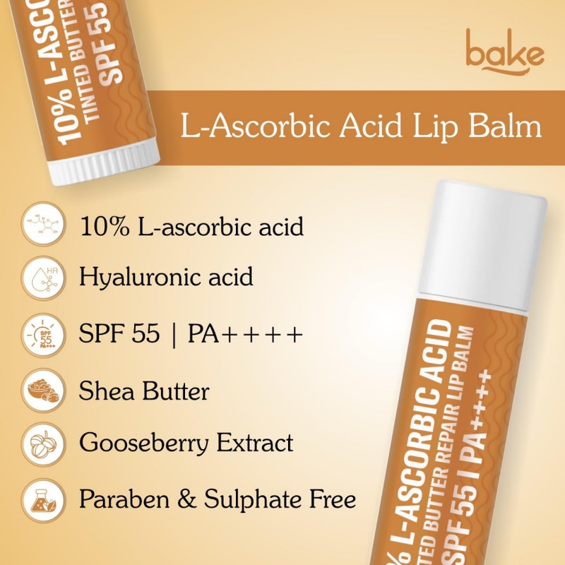 BAKE 10% L-Ascorbic Acid Tinted Butter Brightening Lip Balm Spf