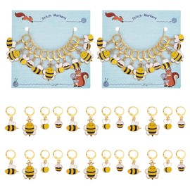 nbeads Pack of 24 4 Styles Bee Sting Markers, Alloy Enamel Crochet Stitch Marker Charms Brass Clasp Locking Mesh Marker for Knitting Weaving Sewing Jewellery Making