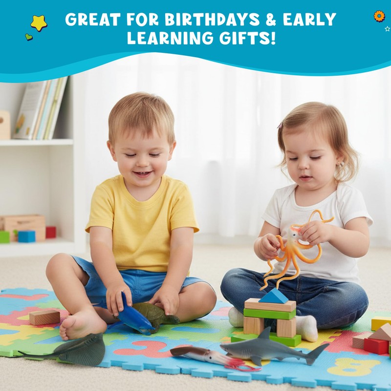 Get Ready Kids Ocean Animal Playset – 6 Realistic Sea