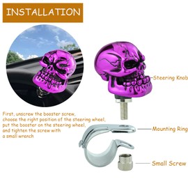 Temzzer Steering Wheel Spinner Knob Skull Truck Car Suicide Knob for Most Manual Automatic Vehicles (Purple)