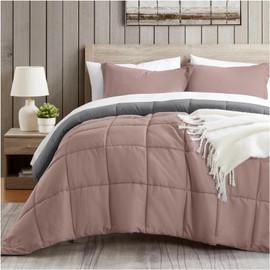 satisomnia California King Comforter Set Pink, Lightweight Comforters Cal King Size Bed, Soft Breathable Down Alternative Bed Comforter Set, Reversible All Season 3Pcs Bedding Set with 2 Pillow Shams