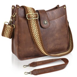 VIMUTI Handbag Women's Medium Shoulder Bag Black Crossbody Bag with Wide Strap Shoulder Bag Hobo Bag Vegan Leather Bag 2 Shoulder Straps Card Slot Travel Bag, A6-coffee-8626