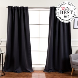 Best Home Fashion Premium Blackout Curtain Panels - Solid Thermal Insulated Window Treatment Blackout Drapes for Bedroom - Back Tab & Rod Pocket – Dark Grey - 52" W x 63" L - (Set of 2 Panels)