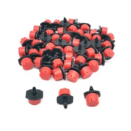 50 Pack Adjustable Irrigation Drippers Sprinklers 1/4 Inch Emitter Dripper for Garden Watering System Micro Drip Irrigation Sprinklers for Lawn Vegetable Flower Beds (50, Red)