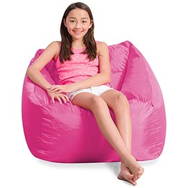Posh Creations Coronado Bean Bag Boys and Girls Large Chair for Kids, for Gaming and Playrooms, Soft Nylon-Pink (XSNN-SX013)