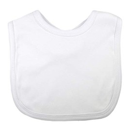 Baby Boys Girls 100% Cotton Plain Stick on Fastening Bibs White Single Bib