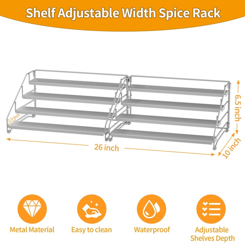 BOIVSHI 4 Tier Spice Rack Organizer for Cabinet, Spice Rack