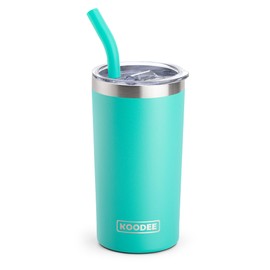 koodee Insulated Tumbler, 12 oz Tumbler with Lid and Straw-Stainless Steel Double Wall Vacuum Insulated Tumbler Coffee Cup for Women (Teal)