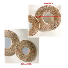 4-Pack Boho Wicker Wall Baskets - Round Woven Jute Decor with Rustic Mirrors for Bedroom, Living Room & Nursery