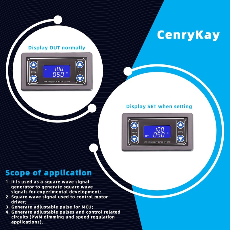 CenryKay Adjustable Signal Generator,PWM Pulse Frequency Duty Cycle Rectangular Wave