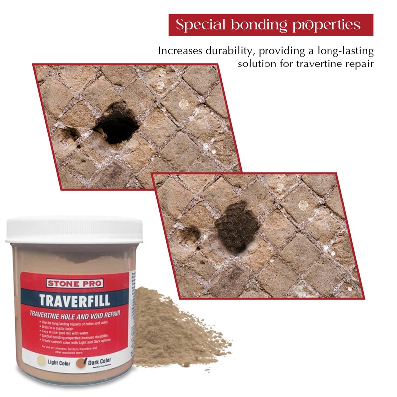StonePro Traverfill - Travertine Repair - Fills Smalls pits, Holes