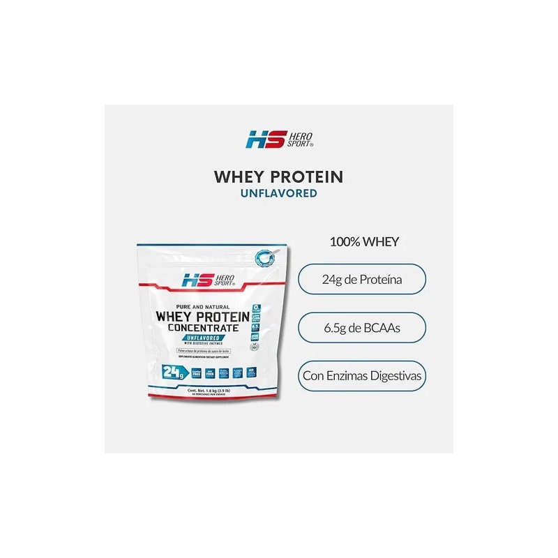 Proteina Whey Natural 1.8kg Con Enzimas Digestivas Sin Sabor