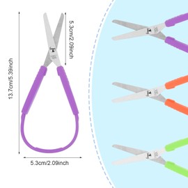 Ouligay Pack of 3 Loop Scissors with Handle, Loop Scissors, Self-Opening Scissors, Safety Scissors, Toddler Scissors, Craft Scissors, Children from 2+ Years, for Children's School, Daily Crafts, Paper