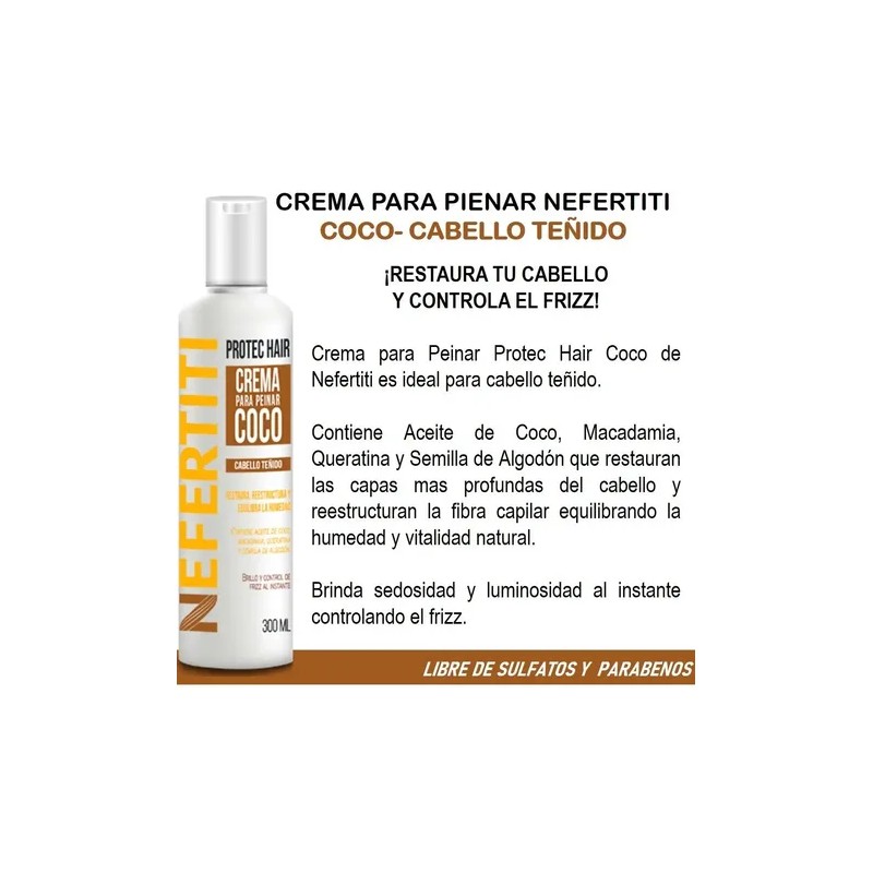 Crema Para Peinar Coco Con Keratina Cabello Teñido 300ml