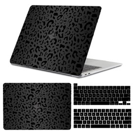 GABraden Compatible with MacBook pro 13 inch Case,2020 2019 2018 2017 2016(A2338 M1/A2159/A2251/A2289/A1989/A1706)with Touch ID and 2 Pack Keyboard Protectors,Laptop Hard Shell（Black Leopard Cheetah）