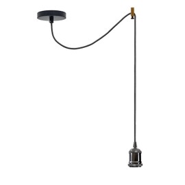 LEDSone Vintage Industriële Spin Plafond Hanging Hanging Lamp Set Croonluchter Adjustable 2 m Stof 3 Core Hanging Lamp Set E27 Lamp Fitting Max 60 W (Zwart + Lamp) (Shiny Black)