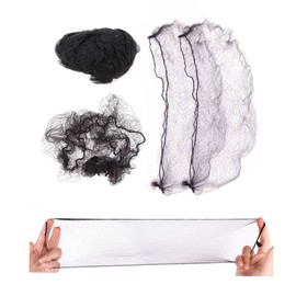100 pcs Invisible Elastic Hair Nets for Long Hair, 42" X-Large Black Hairnets for Hairstyle Making, Wig Storage, Sleeping, Food Service (42 inches)