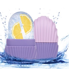 Ice Cube Roller for Face,Eyes and Neck,Reusable Silicone Ice Mold Mermaid Shell Shape for Shrink Pores Anti Wrinkle and Skin Beauty Care,Reduce Migraine Pain,Gua Sha Face Massage Tools (Purple)