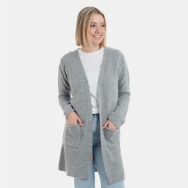 KNIT FACTORY - Luna Cardigan - Medium Length Women's Cardigan with Pockets - Cardigan with Wool - Chunky Knitted Jacket - High Quality, gray