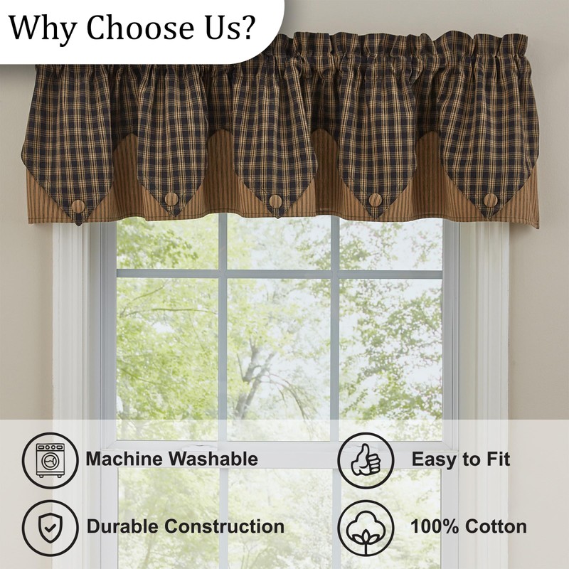 Park Designs Sturbridge Point Valance, 72 x 15, Black