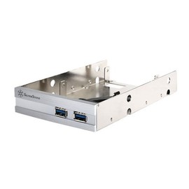 Silverstone FP36S Aluminum Front Panel 2X USB 3.0 Ports with 3.5-Inch to 2X 2.5-Inch Bay Converter Device (Silver)