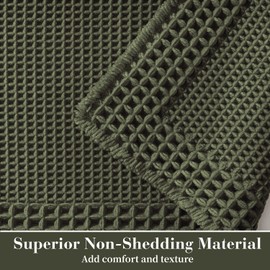 RESARE Waffle Bathroom Runner Rugs, Super Absorbent Bath Mat Non Slip Washable Quick Dry, Upgraded Ultra Soft Boho Bath Rugs with Tassels for Hallway Bedroom Laundry Room, 2'x4'(24"x48"), Green