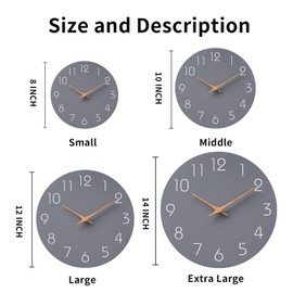 Mosewa Wall Clock 8 Inch Gray Battery Operated Silent Non Ticking Simple Modern Wood Clock Decorative for Bedroom Living Room Kitchen Home Bathroom Office