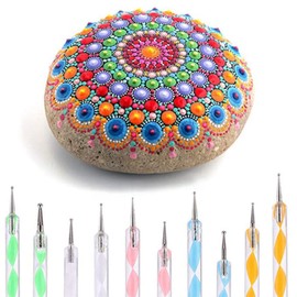 13 Pcs Mandala Art Dotting Tools, Rock Painting Kit Mandala Ball Stylus Dotting Tools Nail Art Pens Acrylic Rods for DIY Stone Drawing Polymer Clay Pottery Craft