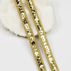 Length10 Yards，Wide 12mm/0.47 inch Golden Sequin Ribbon Trim,for Sewing DIY Crafts Costume Home Decorative (Golden-12mm)