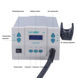 Hot Air Rework Station, 1000W Digital Display Heat Station Soldering Rework Station 861D Hot Air Soldering Station with 5mm 8mm 10mm Air Nozzles