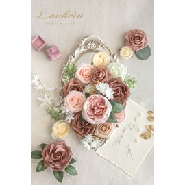 Lookein Artificial Flowers for DIY Wedding Decoration Bridal Bouquet Table Centerpieces Flower Wreaths Aisle Decoration Home Decor, Elegant Dusty Rose