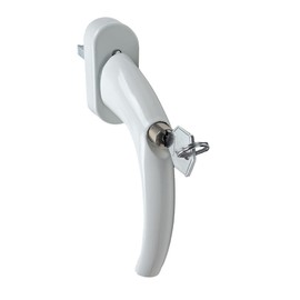 FELGNER Lockable window handle "Miami", high-quality aluminium handle, window knob with zinc core, locking even with vertical ventilation position, F9016 white, includes 2 keys