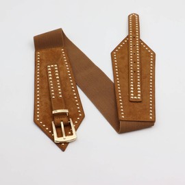 ZYALTFDC Western Studded Brown Belts for Women Dresses Vintage Cinch Retro Stretchy Belt Women Y2K Chunky Wide Waist Dress Belts Lady Girls Fashion Trendy Adjustable Waistband Accessories