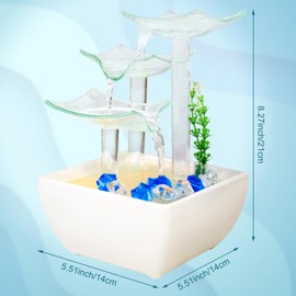 EPEECE Homie Zen Tabletop Fountain with LED Lights, Acrylic Crystal Indoor Water Feature, Quiet Pump for Home/Office/Meditation, Easy Setup & Energy-Efficient Design