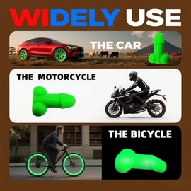 Carastora Glow-in-The-Dark Valve Stem Caps – 4-Pack Funny Wheel Accessories, Airtight, Rustproof, Dustproof & Waterproof Caps for Cars, Bikes, Trucks, Motorcycles – Universal Fit(Green)
