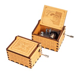 You are My Sunshine Wood Music Box, Antique Wooden Engraved Musical Boxes Case for Love, Gifts for Lover, Boyfriend, Girlfriend, Husband, Wife on Birthday/Christmas/Valentine's Day (Orignal-heart)