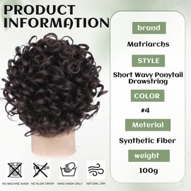 Messy Bun Hair Piece Elastic Drawstring Loose Wave Large Curly Bun Short Synthetic Ponytail Extension Drawstring Ponytail for Women Bun Hair Extension for Women Daily Use -Dark Chocolate Brown