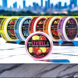 Lyvwel Caffeine Pouch - 225mg Caffeine Energy Drink Pack for Energy and Nootropic Support Beverage Traditional - Flavour: Pink Lemonade
