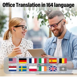 VEKJ AI Language Translation Earbuds Real Time, Supports 164 Languages With AI App, 3-in-1 Bluetooth 5.4 Translator Earbuds with 7 Trans Modes, 42H Translation Device fit Business/Travel/Learning