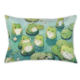 Kawaii Frogs Pillowcases Cute Pillow Case Green Healing Design Cartoon Anime Duck Pillowcase Home Couch Decorative Pillow Cover Bedding Accessory