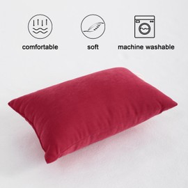 FLXXIE 2 Pack Microfiber Tiny Pillows, 11x7 Inches, Mini Pillows for Sleeping and Traveling, Washable Red