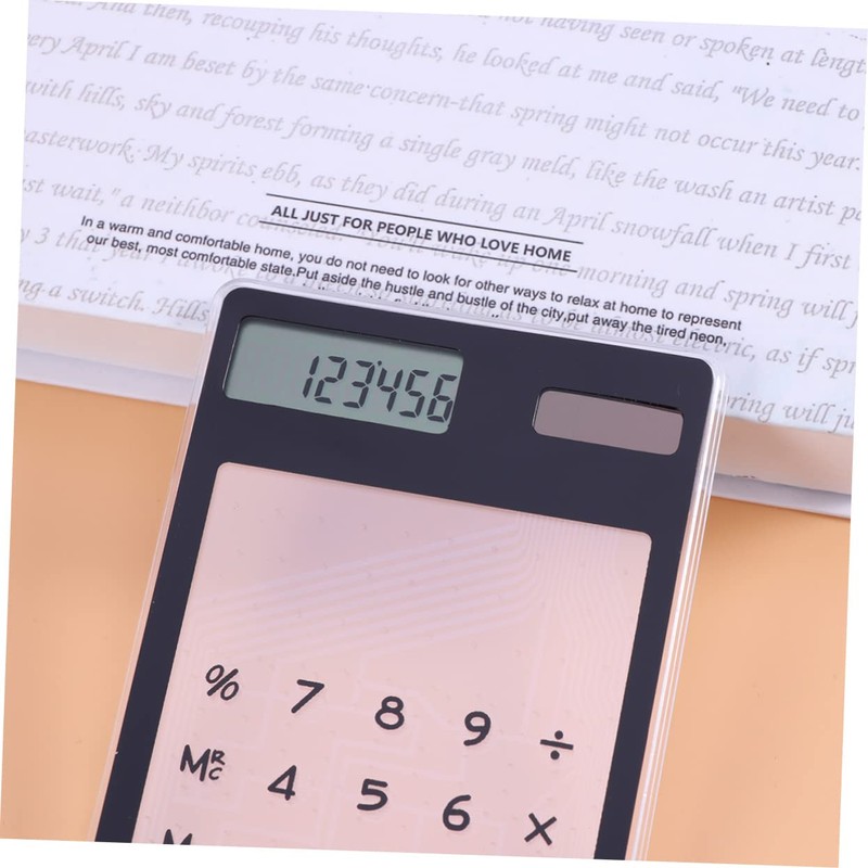 Operitacx Portable Transparent Touch Screen Calculator with Solar Power Compact