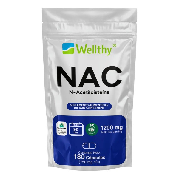 Nac N-acetilcisteína 180 Cápsulas Wellthy 90 Porciones