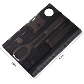 12 in 1 Pocket Credit Card Outdoor Survival Multi Card Multi Tool for Men's Lite GearTool for Outdoor Activities, Camping, Hiking, Multitools and Accessories Hand Tools (Black Transparent)