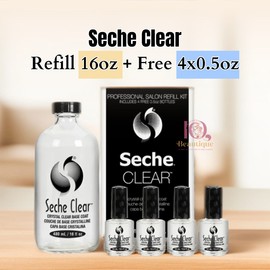 Seche Clear Crystal Clear Base Coat Professional Refill Kit 16oz + 4 FREE 0.5oz