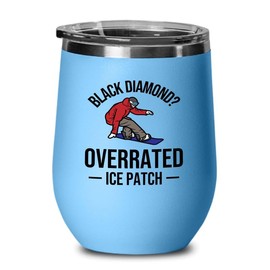 Luxe Gifting Snowboarding Blue Edition Wine Tumbler 12oz - Black diamond - Ski Snowboard Goggles Snowboarder Skiing Snowboarding Gift Skiers Hiking Mountain
